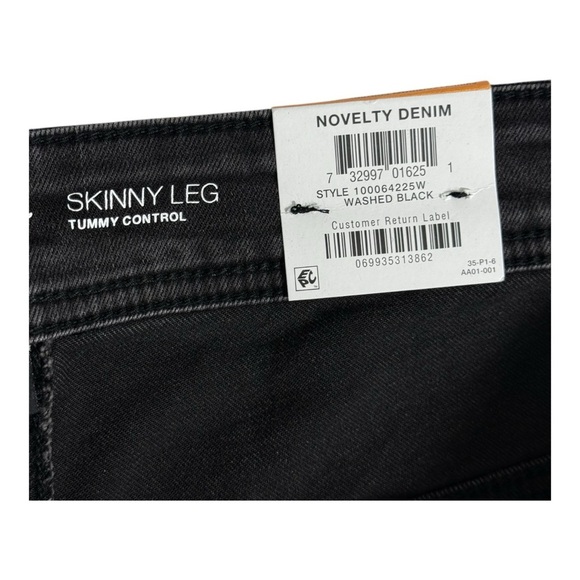 NWT INC International Concepts Novelty Destructed Washed Black Skinny Jeans 24W - Picture 7 of 9